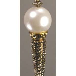 Creamy White Pearl Antiqued Cone Fan Pull / Light Pull