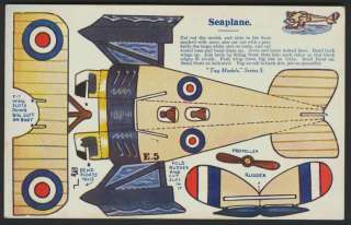 RARE Toy Model Seaplane Paper Cutout Postcard 1920  