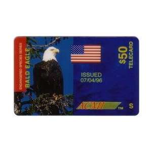   Card: $50. American Bald Eagle Endangered Species S & USA Flag PROOF