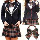 Navy Blue Tartan Check Plaid Schoolgirl Ribbon Bow Tie