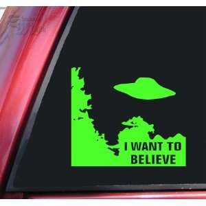  X Files I Want To Believe Vinyl Decal Sticker   Lime Green 