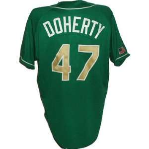  Ryan Doherty 47 Notre Dame Baseball Green Game Used Jersey 