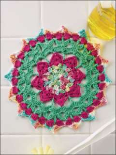Crochet Dishcloths Pattern Book Doilies Pretty Flower  