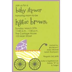 Wild Buggy, Custom Personalized Baby Girl Shower Invitation, by 