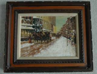 Signed impressionistic European Victorian winter scene  