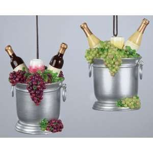  Wine in Ice Bucket Christmas Ornaments (set of 2): Sports 