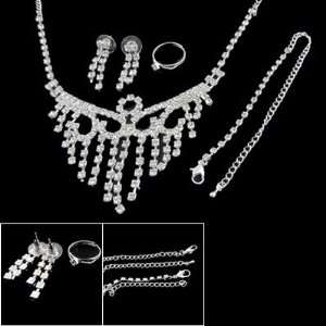  Women Jewelry Bracelet Finger Ring Necklace Earrings Set 