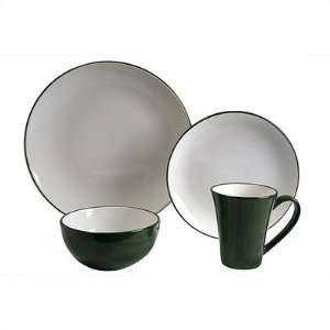  Everyday Two Tone 16 Piece Dinnerware Set in Green and 