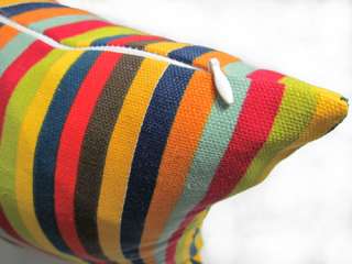   Red Yellow Lime Stripe Linen Cushion/Pillow/Throw Cover*Custom Size