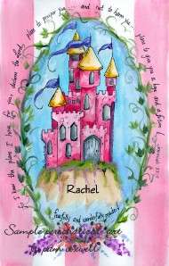 PRINCESS CASTLE PRINT Personalized GIRL ART Fairy Tale  