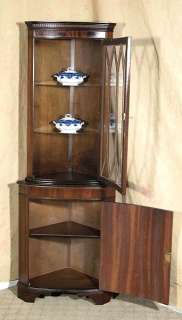 Vintage English Mahogany Corner Curio Display Cabinet k36  