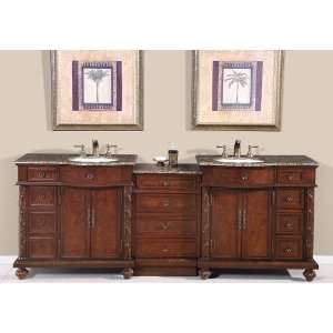  90 Double Sink Baltic Brown Granite Top Bathroom Vanity 