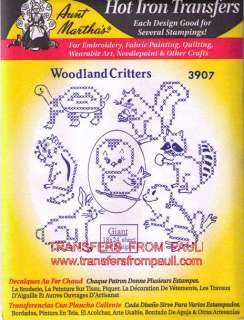 Woodland Critters Hand Cross stitch Embroidery Hot Iron on Transfers
