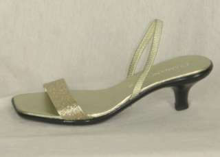 Damianis Size 5 Kitten Heel Slingback Gold Sandal with Gold Color 