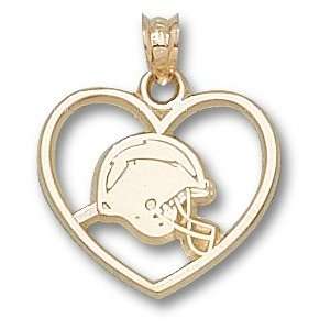  San Diego Chargers Logo Heart Pendant 14K Gold Jewelry 