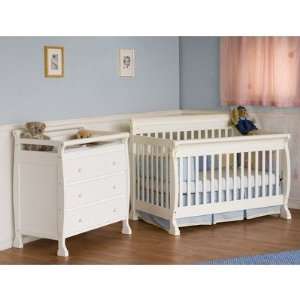 Kalani Two Piece Convertible Crib Set with Toddler Rail in White 