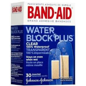 Band Aid Water Block Plus Adhesive Bandages Clear 30ct, Assorted Sizes 