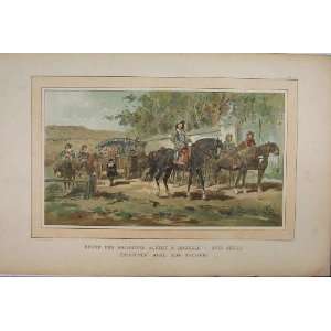   Colour Print Horses Carriage Albert Isabelle Trees
