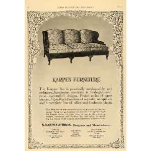  1919 Ad S. Karpen Furniture Designs Upholstered Sofa 