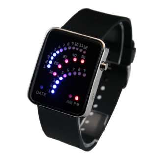   Mens Womens Blue Red LED Day Date Wrist Sport Watch Watches  