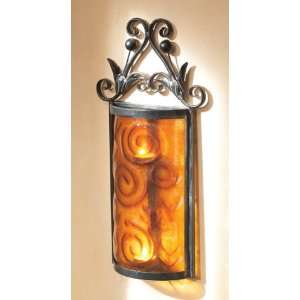   19 Amber Glass Swirl Design Votive Candle Wall Sconce: Home & Kitchen
