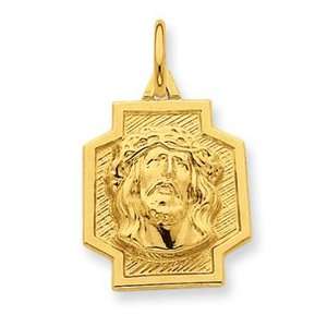    24k Gold plated Sterling Sacred Heart of Jesus Medal Jewelry