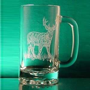 19.5oz Glass Etched Deer Beer Stein 