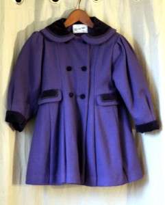 Rothschild 5 Purple Wool Coat Velvet Bow  