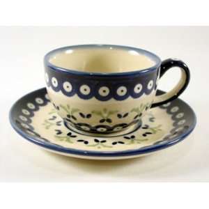  Polish Pottery Cup Saucer Fleur De Lis z883 500