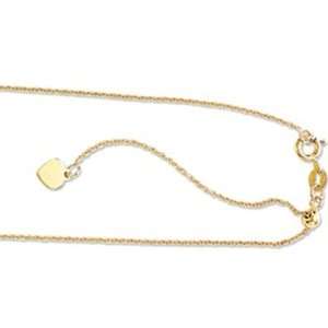  14kt Yellow Gold Adjustable Cable Chain Necklace Jewelry
