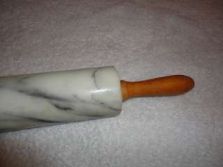 COLLECTIBLE VINTAGE MARBLE & WOODEN ROLLING PIN  