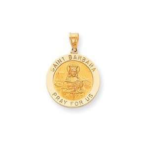  14k Yellow Gold Saint Barbara Medal Pendant Jewelry