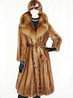   Female Whiskey mink fur coat jacket SABLE collar 77 Sweep  