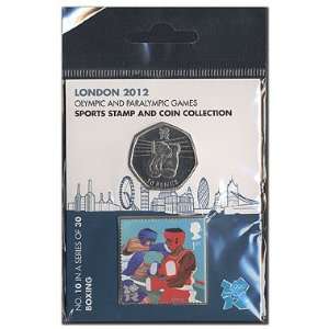   Olympic Boxing Stamp and Coin Card From Royal Mail 