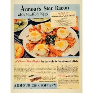  1936 Ad Armour & Co. Star Bacon Fluffed Eggs Meal Food 