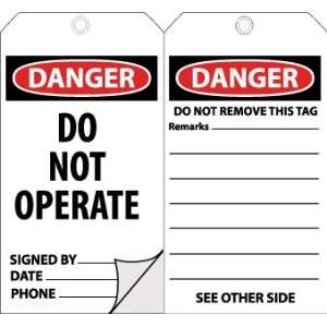  TAGS DO NOT OPERATE W/LAMINATE GROM,FASTENERS