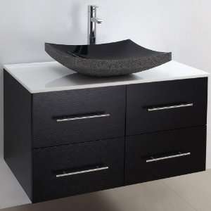 Bianca 36 Bathroom Vanity   Espresso with White Stone Counter and 