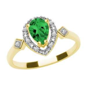   , Lab Created Emerald and Diamond Pear Shaped Ring, Size 6 Jewelry