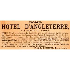  1908 Ad Rome Hotel DAngleterre Via Bocca Leone Piazza 