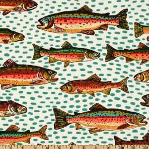   The Rio Grande Trout Ivory Fabric By The Yard Arts, Crafts & Sewing
