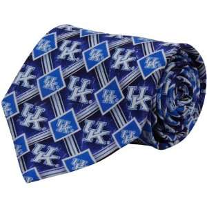  Kentucky Wildcats Blue Diamond Print Silk Tie Sports 