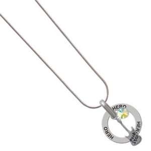  Rock Star Guitar Charm on Hero Snake Chain Necklace AB 