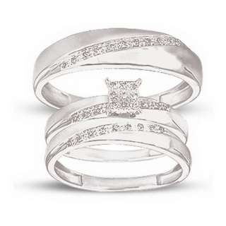   15cttw Illustruous and Grand Diamond Bridal Trio His and Hers Ring Set