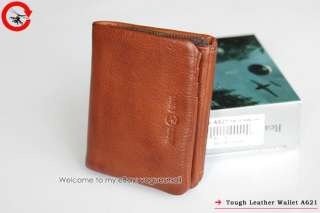 New Tough Punk Leather Brown Mens TriFold Wallet A621  