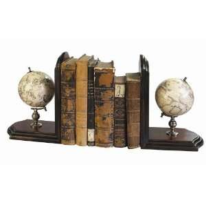  Globe Bookends On Wooden Stand