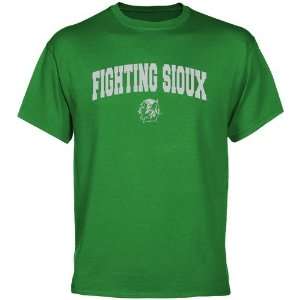  N. Dakota Fighting Sioux Green Logo Arch T shirt Sports 