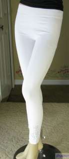 GUESS White Elissa Crystal Logo Legging Tights NWT  