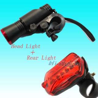 Bike Bicycle Cycling LED Head Light Torch Red and 5 LED Tail Rear 