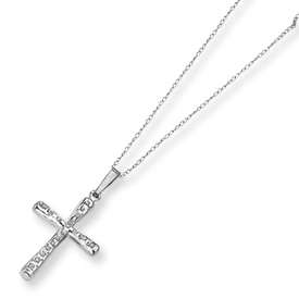 14k White Gold Diamond Fascination 18in Cross Necklace  