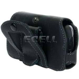  Ecell   BLACK LEATHER CASE WITH BELT HOLSTER CLIP FOR LG 